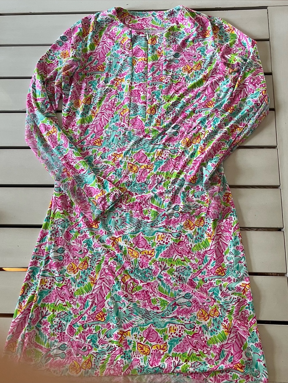 IBKUL Long Sleeved Dress Jungle Print Sz Small